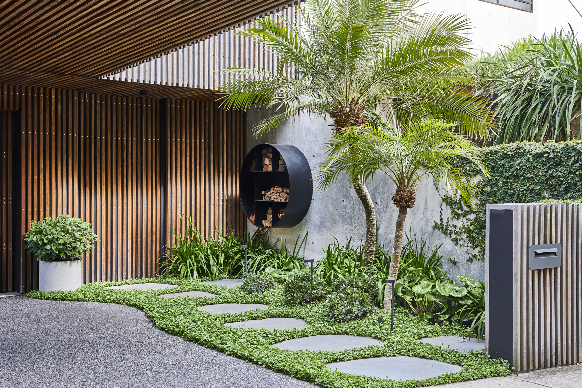 Carlotta House — the plant palette for our new project, Carlotta House combines a mixture of creeping vines, swaying palms, and tactile ground covers, softening the finish of this modern home, adding an element of lushness to the entrance. ⁠ ⁠ Featured species include, Phoenix Roebeleni, Ficus Pumila, Rhaphiolepis Oriental Pearl, Ligularia Reniformis, Dichondra Repens, Neomarica Gracilis.⁠ ⁠